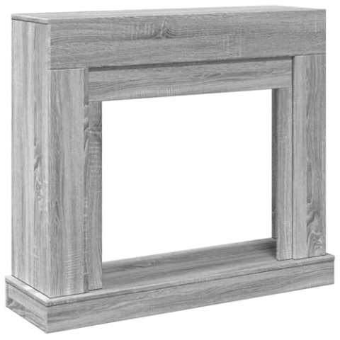 vidaXL Kaminumrandung, Dekorative Kaminkonsole, Kaminsims Dekokamin für Wohnzimmer, Kaminattrappe Kaminverkleidung, Grau Sonoma Holzwerkstoff