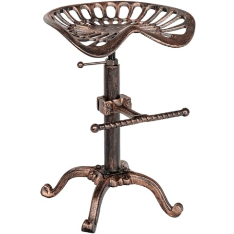 CLP Barhocker Butch mit gusseisernem Sitz & Fußstütze | Thekenhocker mit Metallgestell | Höhenverstellbar & belastbar bis 150 kg, Farbe:Bronze