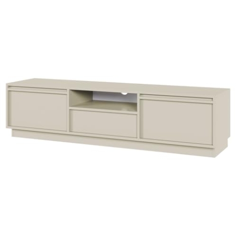 Selsey Evo TV-Lowboard 154x39,4x39 cm, Stilvolles TV-Möbel aus Matt-Holzstruktur, Mit 2 Schränken & Push-to-Open Schublade, Offenes Fach mit Kabeldurchlass, Ideal für Modern & Industriell