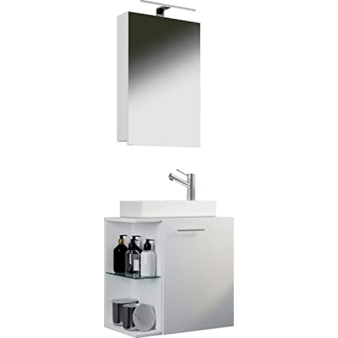 VCM 3-TLG Set | Waschplatz für Gäste WC | Gästebad | Waschtisch | Badezimmer Set - Hausa SC Weiß