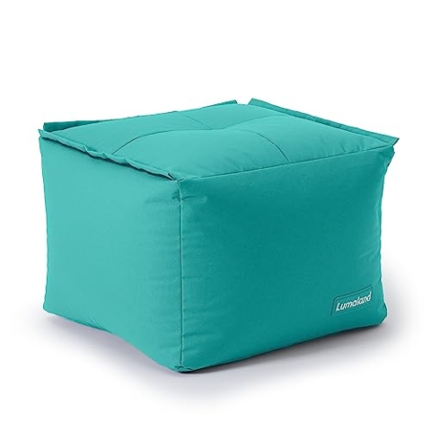 Lumaland Sitzsack-Lounge Modular Pouf | Individuell erweiterbarer & Leichter Hocker | Waschbare Sitzmöbel für Innenräume & Garten | Indoor & Outdoor Lounge Garnitur | 54x54x54 cm [Türkis]