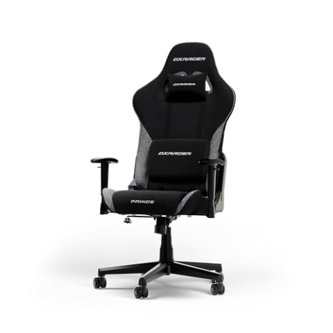 DXRacer Prince L Schwarz & Grau Stoff das Orginal Gaming Stuhl