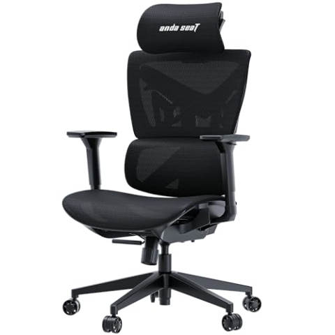 Anda Seat X-Air Mega Mesh Gaming Stuhl für Erwachsene - Ergonomischer Netz-Bürostuhl mit 3D-Armlehnen, 3D-Kopfstütze, Lendenwirbelstütze, Liegestuhl, hohe Rückenlehne - Bequeme robuste