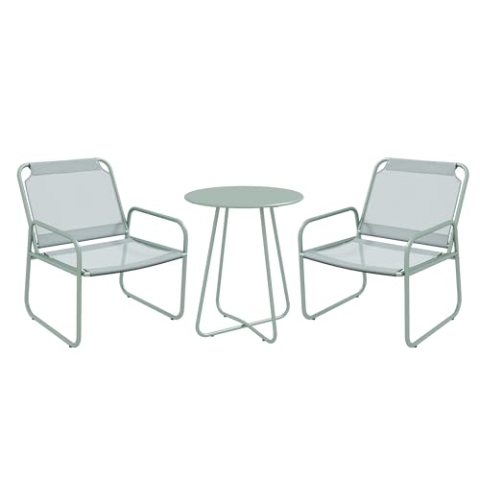 Outsunny 3tlg. Bistro-Set, Balkonmöbel-Set inkl. 1 Tisch, 2 Stühlen, Gartenmöbel-Set, Gartensitzgruppe für Garten, Terrasse, Mesh, Grün