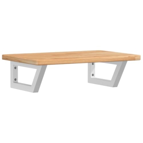vidaXL Waschtischplatte mit Halterung, Holzplatte Waschtischkonsole Wandmontage, Waschbeckenplatte Wandkonsole Wandregal, Stahl Massivholz Eiche