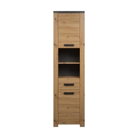 trendteam smart living - Hochschrank Schrank - Badezimmer - Follow - Aufbaumaß (BxHxT) 53 x 196 x 35 cm - Farbe Artisan Eiche mit Matera - 2228103E2