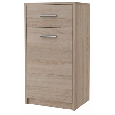 MATKAM Elegante Kommode BODO 1D1S, H/B/T 75 x 40 x 35 cm, mit Tür und Schublade, Langlebige Laminatplatte (Sonoma Eiche)