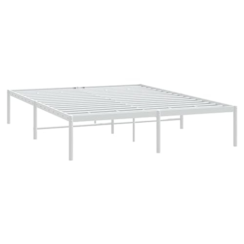 vidaXL Bettgestell, Bett Doppelbett Metallkonstruktion, Metallbett für Schlafzimmer, Bettrahmen mit Lattenrost, Metall Weiß 140x200cm