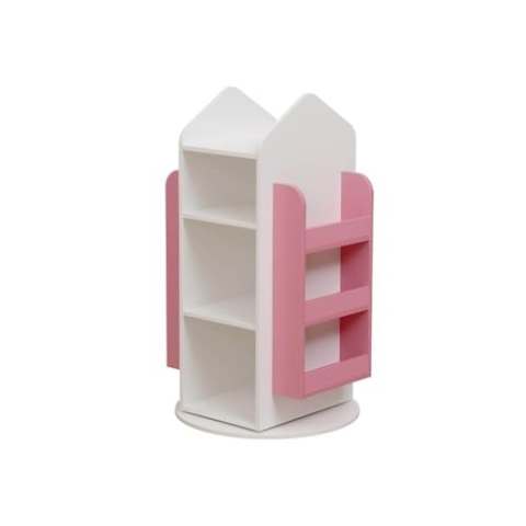 Home Deluxe - Kinderregal Juna - ca. 60 x 60 x 105,3 cm, Farbe: Weiß/Pink, 360° drehbar I Spielzeugregal Kinderbücherregal Kinderzimmerregal
