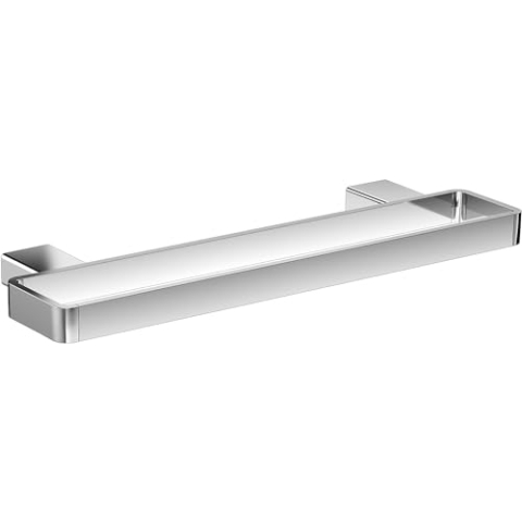EMCO Loft Relingsystem Chrom Aluminium hochwertig, 400 mm, Wandmontage für Bad und Küche, langlebig und stilvoll, zum Schrauben, Badablage, Reling