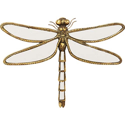 Kare Design Wandschmuck Dragonfly Mirror Gold, Wandschmuck, Libelle, Glas verspiegelt, Accessoires, Wohnzimmer, Wandobjekt, Wanddeko, 27x35x4 cm (H/B/T)