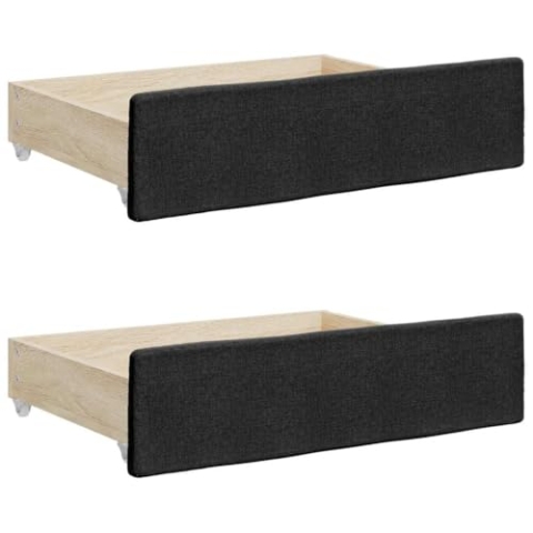vidaXL Bettschubladen 2 STK., Bettkasten mit Rollen, Schubkasten Schublade für Bett, Bettschubkasten Unterbettschublade, Schwarz Holzwerkstoff Stoff