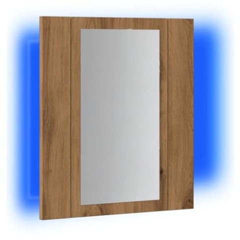 vidaXL LED-Spiegelschrank Artisan-Eiche 40x12x45 cm Holzwerkstoff, Spiegelschrank, Wandschrank, Badezimmerschrank, Schminkspiegel, Badschrank