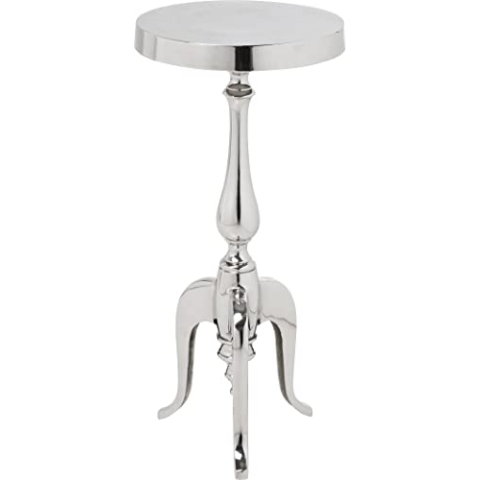 Kare Design Beistelltisch Barocco, Silber, Wohnzimmertisch, Nachttisch, Aluminium Gestell, 62x27x27 cm (H/B/T)