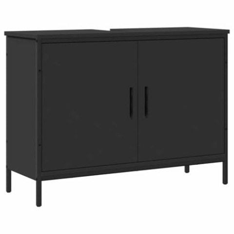 vidaXL Waschbeckenunterschrank, Badschrank Badezimmerschrank mit Stauraum, Waschtisch Unterschrank für Badezimmer, Badmöbel, 80x30x60cm Schwarz Holzwerkstoff