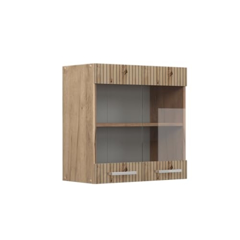 Vicco Küchenglasschrank R-Line, Glashängeschrank, Artisan-Eiche/Goldkraft Eiche, 60 cm