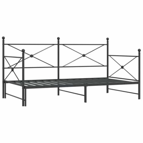 vidaXL Tagesbett Ausziehbar ohne Matratze Schwarz 107x203 cm Stahl, Schlafbett, Schlafsofa, Couchbett, Gästebett, Tagesbettsofa, bequemes Schlafsofa