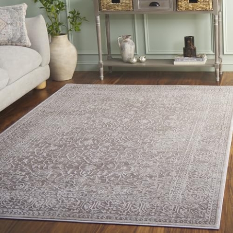 SAFAVIEH Zeitgenössische Teppich für Wohnzimmer, Esszimmer, Schlafzimmer - Reflection Collection, Kurzer Flor, Beige und Creme, 152 X 229 cm