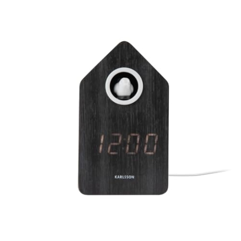 Karlsson Alarm Clock Cuckoo LED Black Wood Veneer