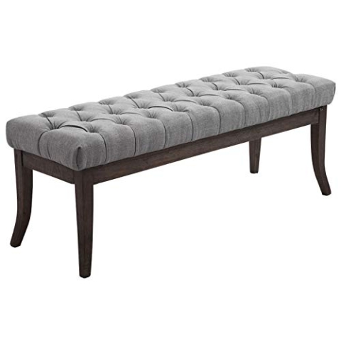 CLP Sitzbank Ramses mit hochwertiger Polsterung und Stoffbezug I Bank mit antik-dunklen Holzbeinen I Holzbank mit Einer Sitzhöhe von: 46 cm, Farbe:grau, Größe:120 cm