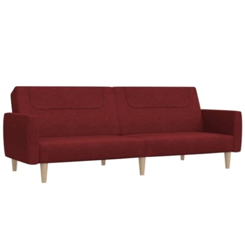 vidaXL Schlafsofa 2-Sitzer, Sofa mit Holzrahmen, Schlafcouch für Wohnzimmer Heimkino Büro, Couch Sofabett Tagesbett Gästebett, Weinrot Stoff