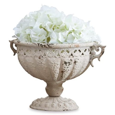 Loberon Amphore Vescemont, Patina Wirkt Authentisch Antik, Kunstvoll Verziert, Dekoration, Wohn-Accessoire, Blumengefäß, Blumenvase, Eisen, Creme