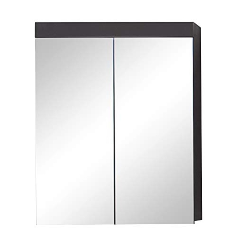 trendteam smart living - Amanda - Spiegelschrank - Grau Hochglanz - moderner Badspiegel mit 3 Fächern - (BxHxT) 60 x 77 x 17 cm - 2 Einlegeböden - Kratzfest