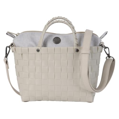 Handed By Dash Crossbody Bag Fat Strap Pale Grey Size XS with PU Shoulder Strap and Zip Closure
