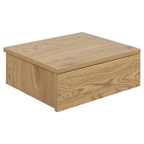 AC Design Furniture Asta Rustikaler Quadratischer Nachttisch mit 1 Schublade in Wildeicheoptik, zur Wandmontage, Minimalistisches Design, Organisation des Schlafzimmers, B: 37 x H: 13 x T: 32 cm