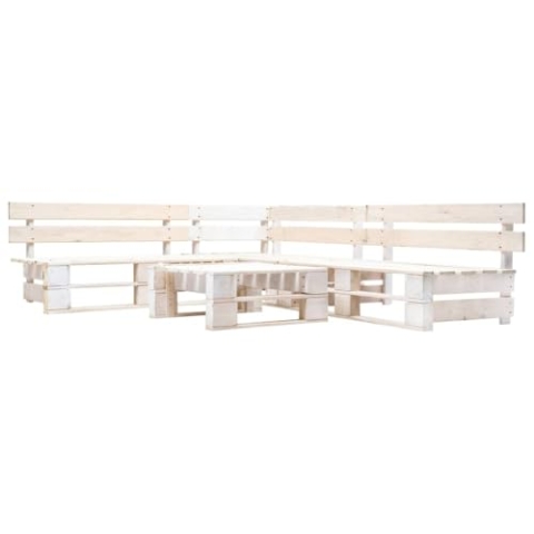 vidaXL Holz Garten Palettensofa 4-TLG. Palettenmöbel Sofa Ecksofa Lounge Sofagarnitur Sitzgarnitur Gartenmöbel Gartenset Gartenhocker In/Outdoor Weiß