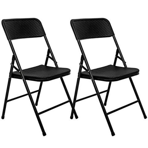 AMANKA 150kg Klappstuhl 2er Set - 50x46x83 Rattan-Optik Wetterfest Klappbar Balkonstuhl Gartenstuhl
