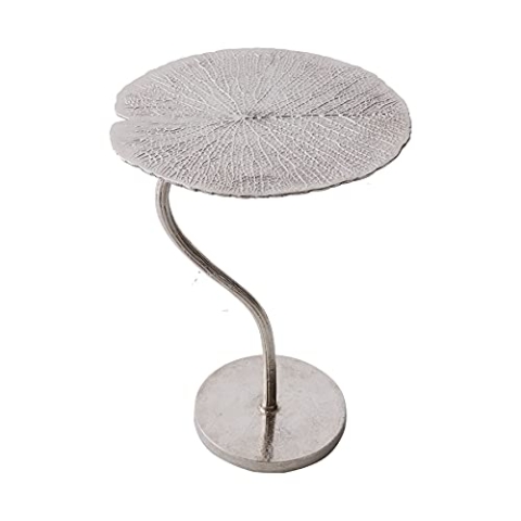 Riess Ambiente Handgearbeiteter Beistelltisch Leaf 40cm Silber im filigranen Blatt Design Wohnzimmertisch Tisch