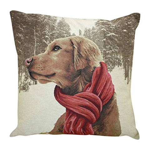 Mars & More Gobelin Kissen, Golden Retriever mit Schal, ca. 45 x 45 cm | MM-EVKSSR | 8716522027839