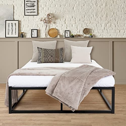 ML-Design Metallbett 120x200 cm auf Stahlrahmen mit Lattenrost, Schwarz, Bettgestell aus Metall, robust, leichte Montage, Bett für Schlafzimmer der Kinder Jugendliche Erwachsene, Jugendbett Gästebett