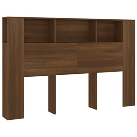 vidaXL Kopfteil Mit Ablagen und Regal - Wand-Kopfteil Bücherregal Betthaupt Schlafzimmer Braun Eichen-Optik 160x18,5x104,5cm