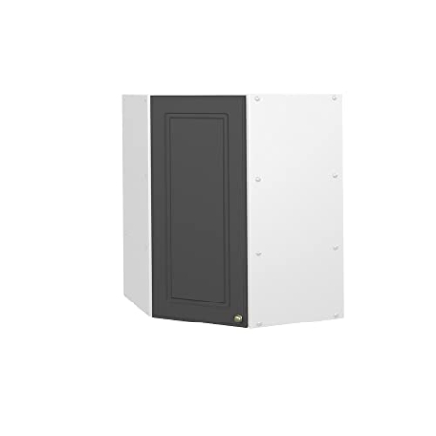 Vicco Eckhängeschrank Fame-Line, Küchen-Eckschrank, Anthrazit-Gold/Weiß, 57 cm