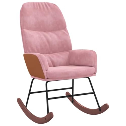 vidaXL Schaukelstuhl Rosa Samt Stuhl Loungestuhl Relaxsessel Liegestuhl Sitzgelegenheit Schaukel Relaxstuhl Samt Stuhl