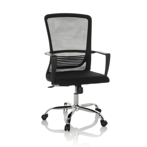 hjh OFFICE Bürostuhl mit atmungsaktiver Rückenlehne Star-TEC S Drehstuhl mit Flexibler Lendenwirbelstütze, Stoff/Netzstoff, Schwarz