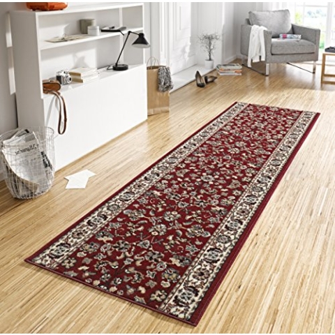 Hanse Home Teppich Läufer Vintage 80x200cm – Teppichläufer Weicher Kurzflor Teppich Retro Vintage Design Läufer für Flur, Schlafzimmer, Kinderzimmer, Badezimmer, Wohnzimmer, Küche Dekoläufer – Rot
