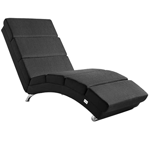 Casaria® Relaxliege XXL London 186x89x55 cm Ergonomisch Stoff Gepolstert 180 kg Belastbarkeit Wohnzimmer Büro Indoor Chaiselongue Relaxsessel Anthrazit