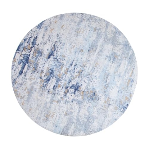 Riess Ambiente Vintage Teppich MODERN Art 150cm blau verwaschen rund Used Look Wohnzimmerteppich Läufer