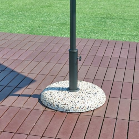 casa.pro Sonnenschirmständer Bitritto Betonsockel 20 kg Sonnenschirmhalter für Schirmstöcke Ø34/39/49/55 mm Sonnenschirmfuß Ø45 x 6 cm inkl. Adapterringe Steinoptik