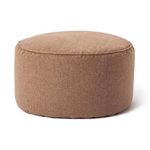 Lumaland Sitzsack Pouf (50 L) | Kompakter Sitzsack mit 3-in-1-Funktion: bequemer Hocker, praktisches Tischchen & stylischer Indoor Fußschemel I Mit Flexibler EPS-Füllung | Ø 25 x 45 cm [Braun]