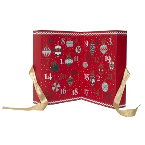 HOME DECO FACTORY, BO0093, Advent Calendar with 24 Scented Candles, Traditional and Festive Design, ideal for Creating a warm Atmosphere Size: 24 Candles, Color: Red