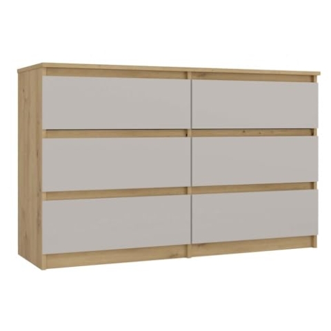 CDF MALWA M6 120 | KOMMODE MIT 6 SCHUBLADEN | Eiche Artisan Kaschmir | 120 cm