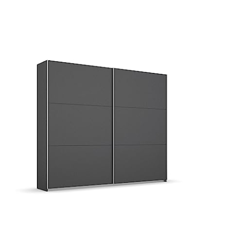 Rauch Möbel Aurelio Schrank Kleiderschrank Schwebetürenschrank, Grau metallic, Schwarz, 2-türig, inkl. 2 Kleiderstangen, 2 Einlegeböden BxHxT 218x210x59 cm