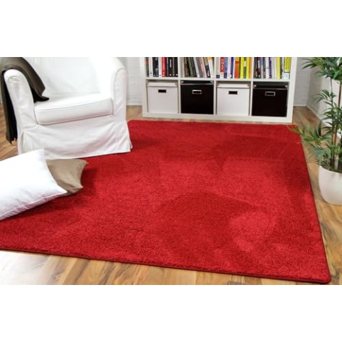 Snapstyle Hochflor Velours Teppich Mona Rot in 24 Größen