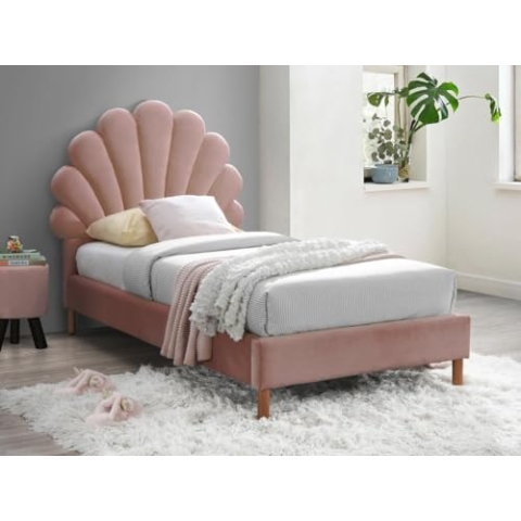 Vente-unique-Bett Muschelbett - 90 x 190 cm - Samt - Rosa - Moana