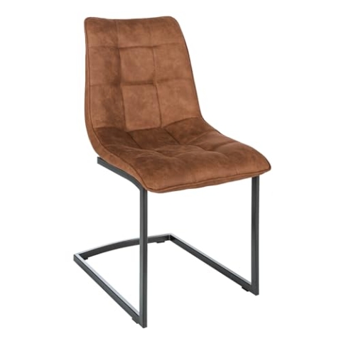 invicta INTERIOR Design Freischwinger Stuhl Miami Hellbraun Metallgestell matt schwarz Stuhl Bauhausstil