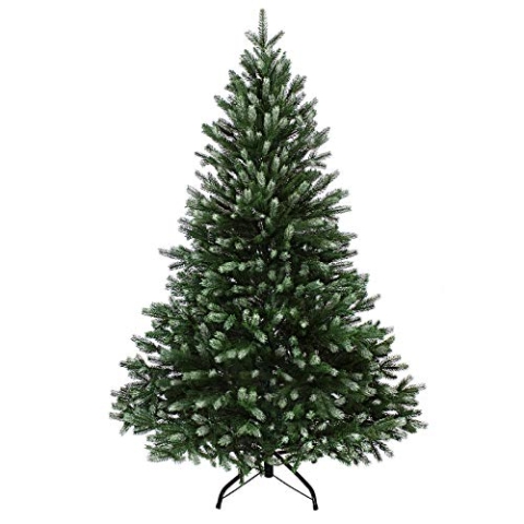 BB Sport Luxus Christbaum 150 cm Dunkelgrün-Puderzucker künstlicher Weihnachtsbaum PE/PVC Spritzguss Mix Tannenbaum Standfuß